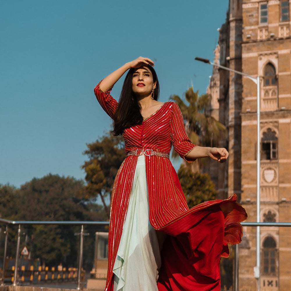 Ruby Red Co-Ord Anarkali