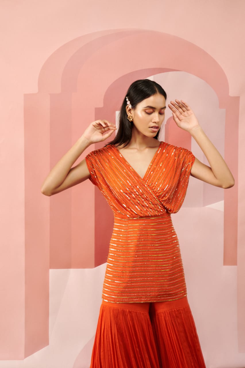 Fire Orange Co-ord Kurta