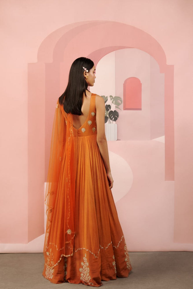 
                      
                        Apricot Orange Anarkali
                      
                    