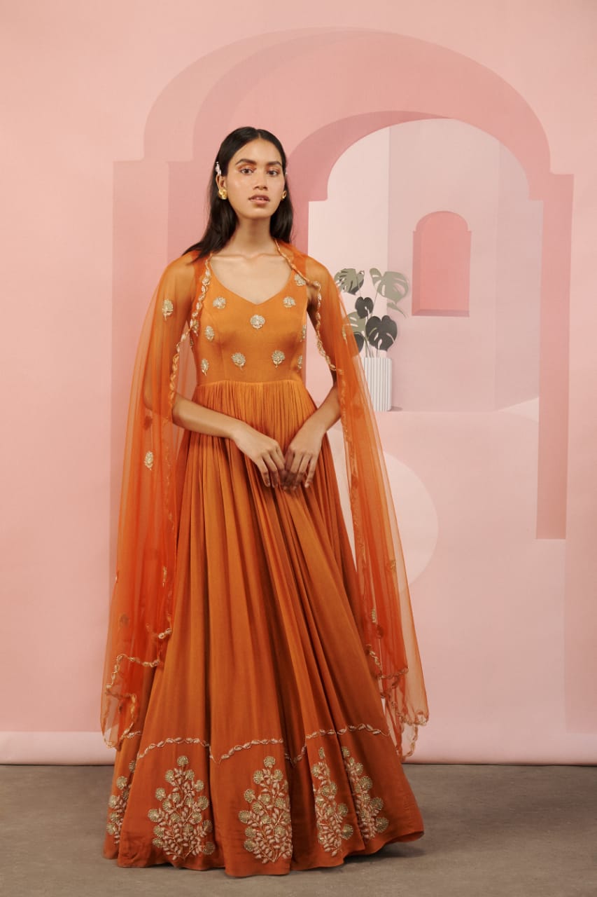 Apricot Orange Anarkali