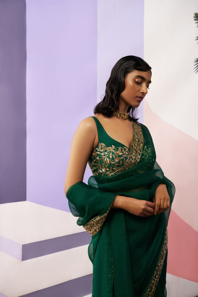 
                      
                        Emerald Green Saree
                      
                    