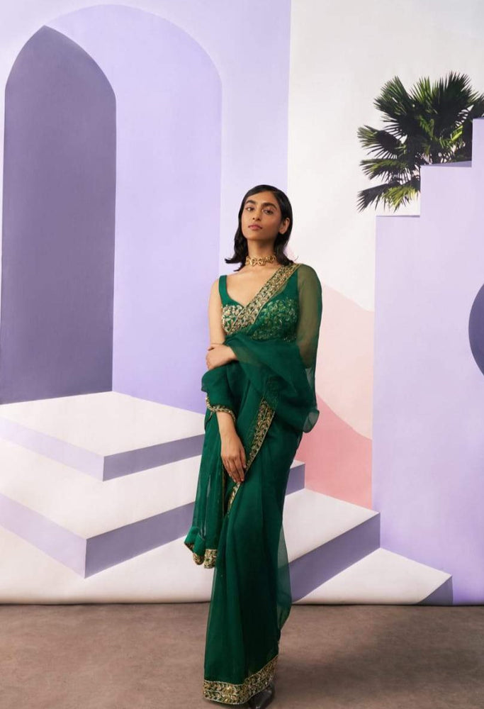
                      
                        Emerald Green Saree
                      
                    