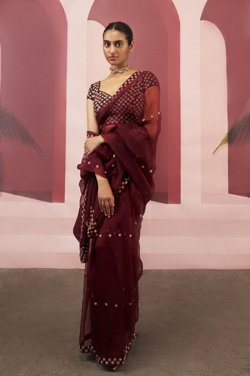 Burgundy Saree