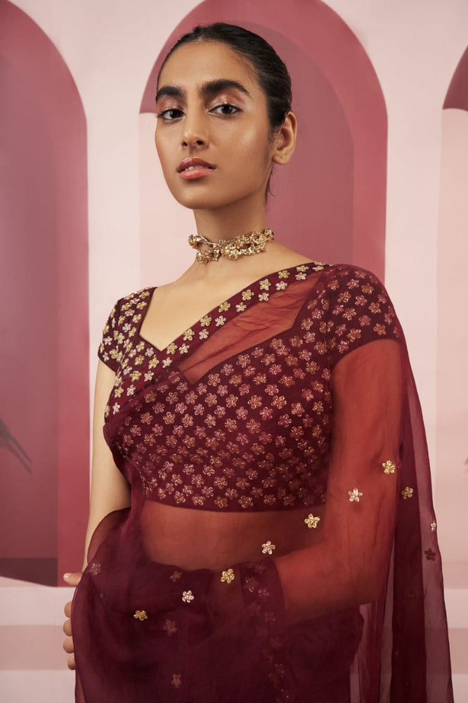 Burgundy Saree