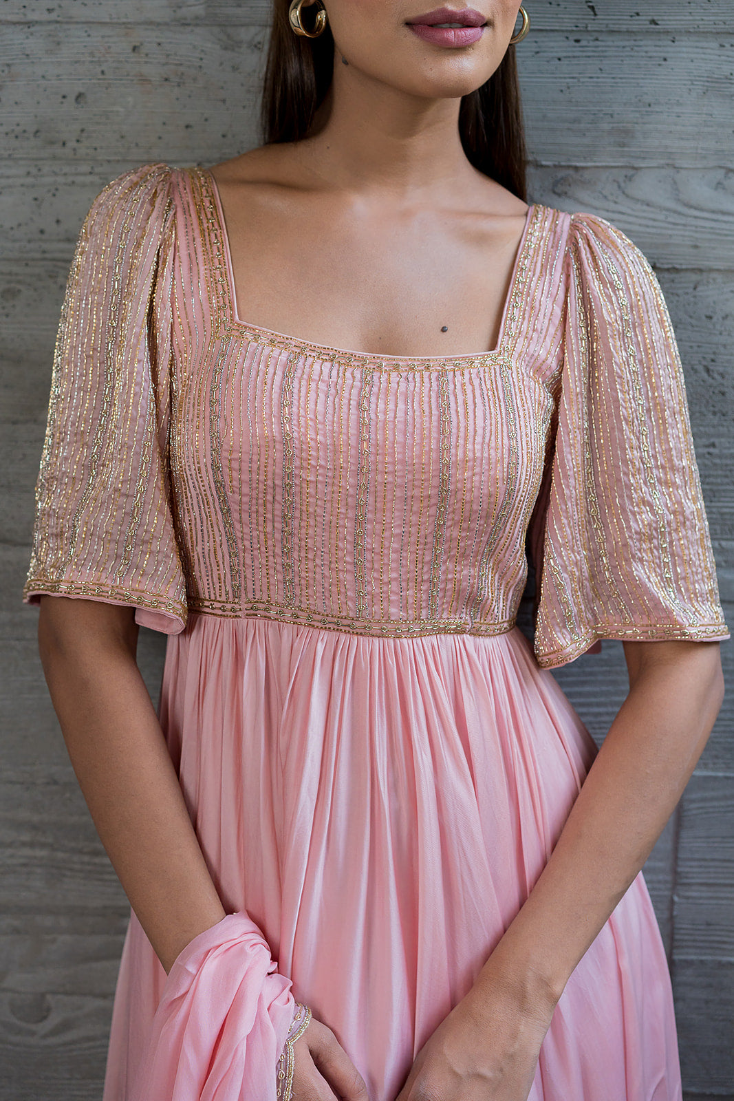 Baby Pink Bell Sleeves Anarkali