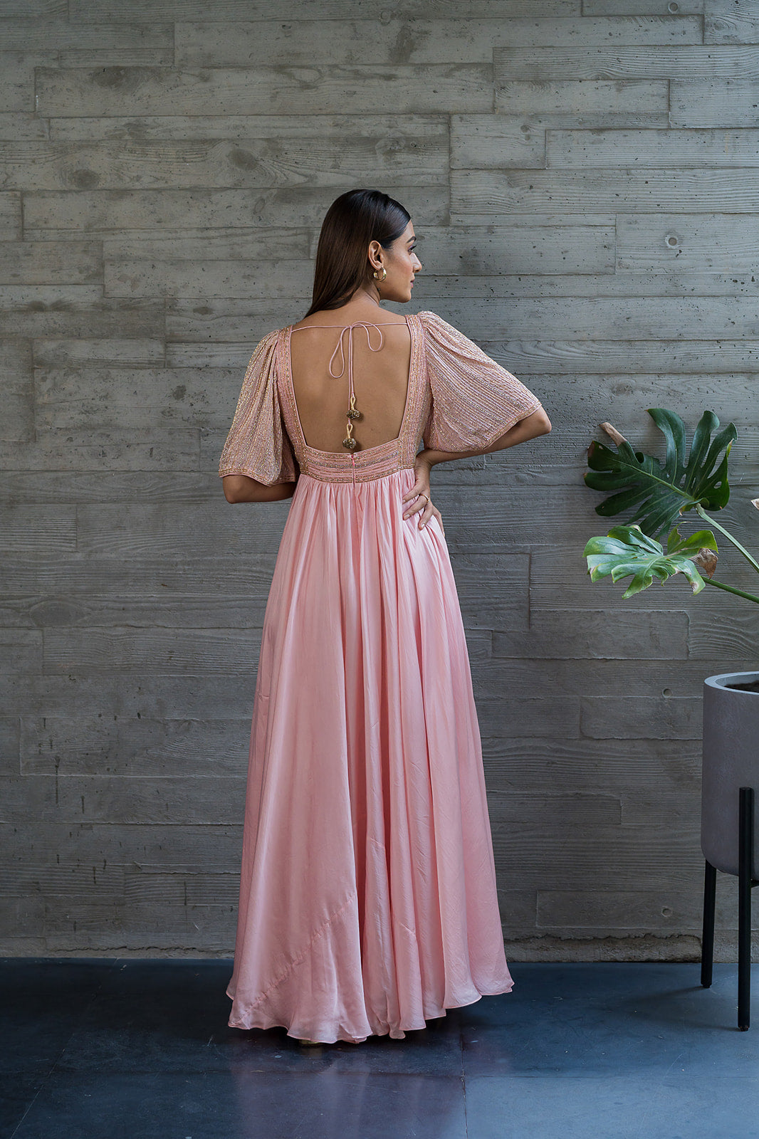 Baby Pink Bell Sleeves Anarkali