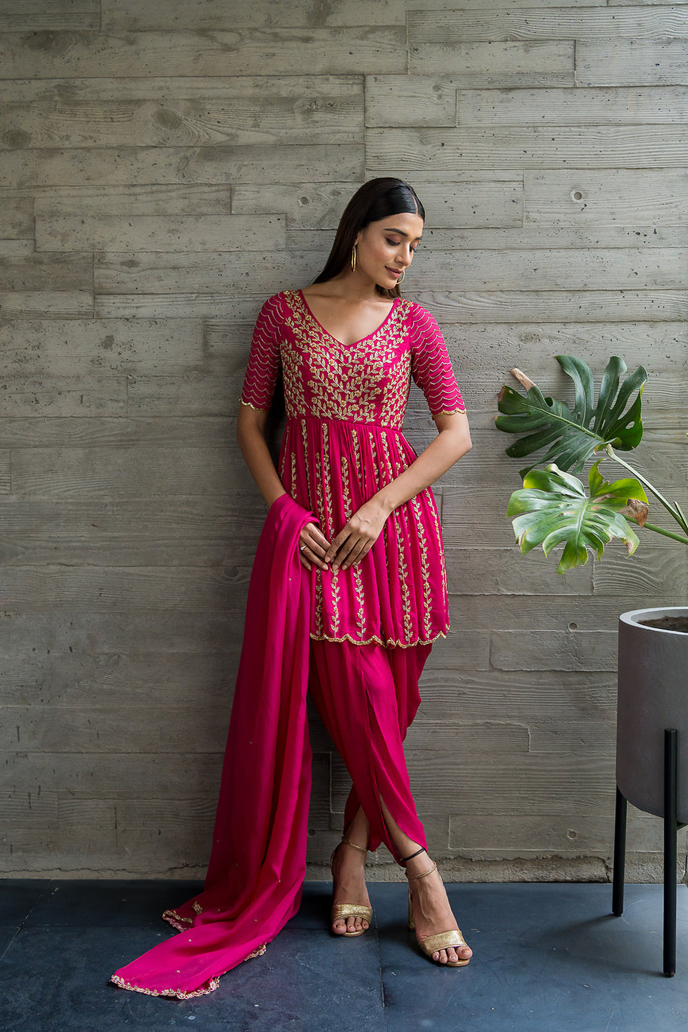 RANI PINK KURTA DHOTI SET