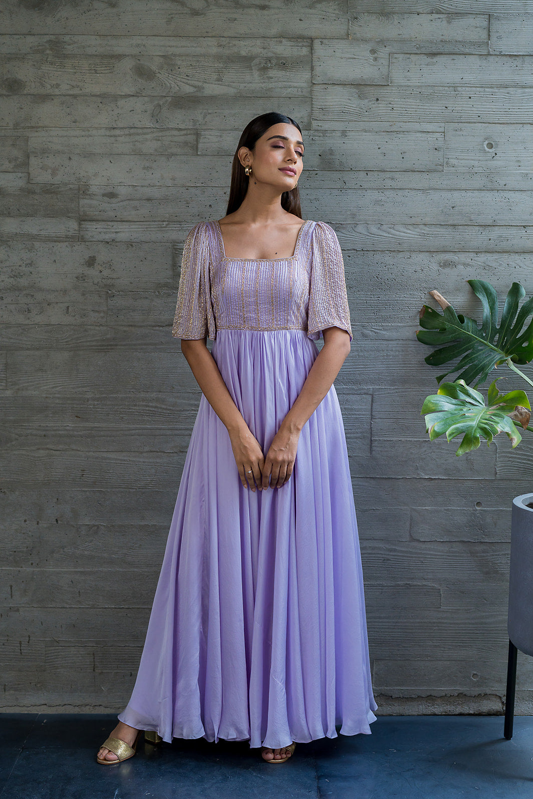 LAVENDER BELL SLEEVES ANARKALI