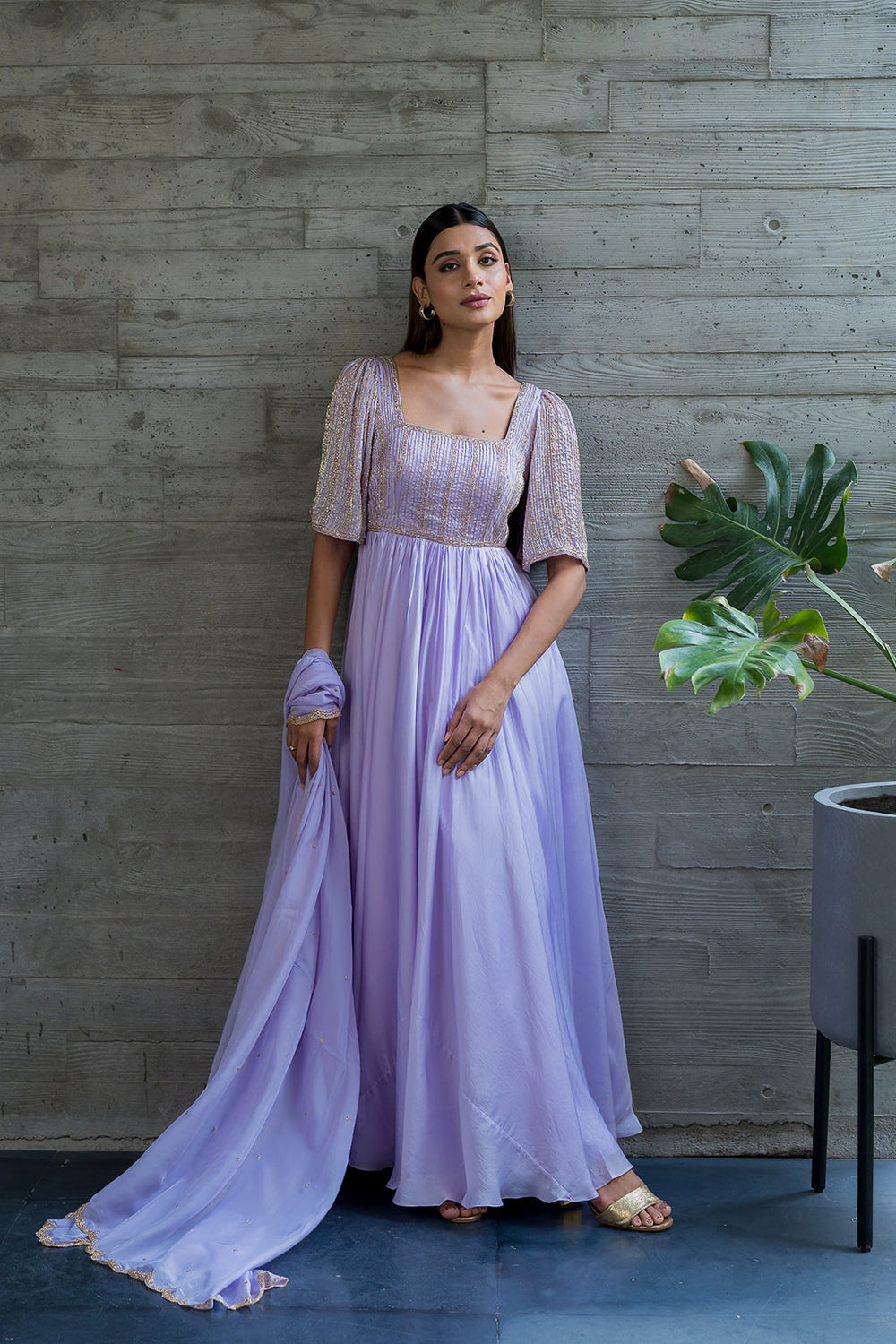 LAVENDER BELL SLEEVES ANARKALI