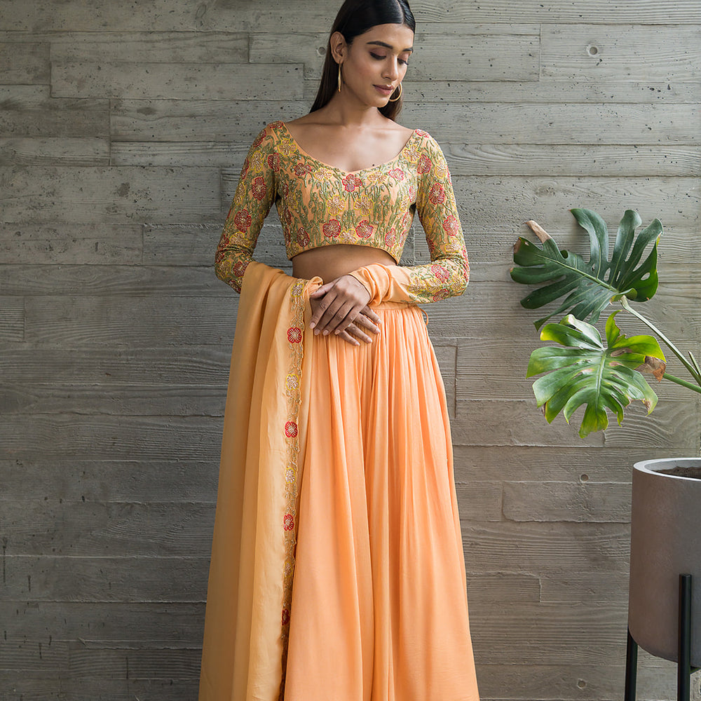
                      
                        Shivaleeka Oberoi in Rani Pink and Peach Lehenga
                      
                    