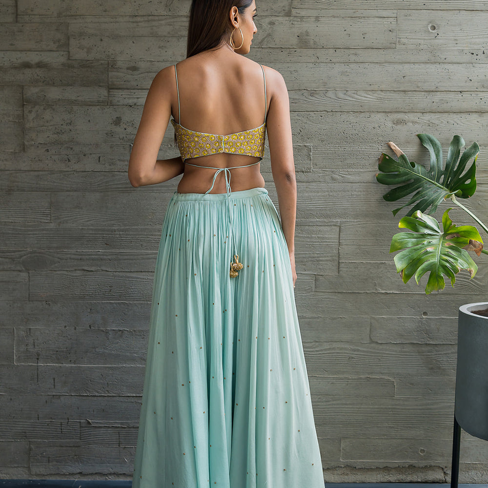 
                      
                        Mint Blue Lehenga
                      
                    