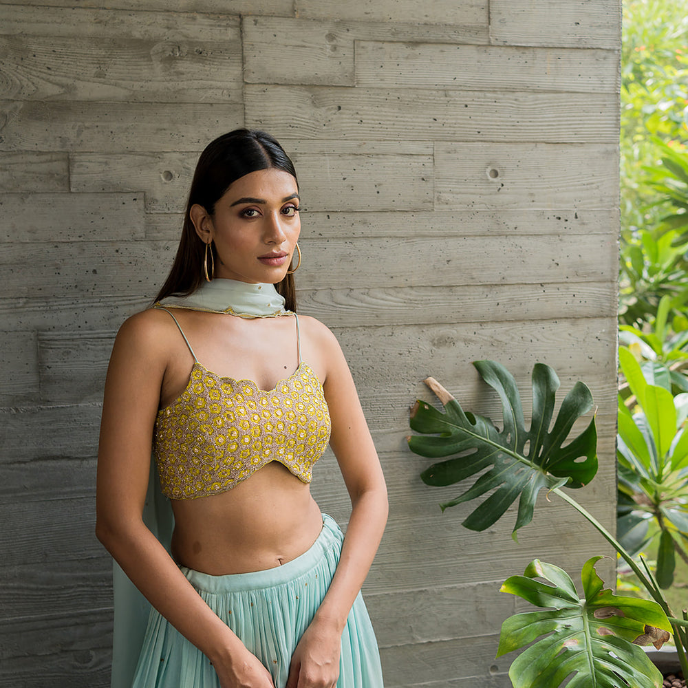 Mint Blue Lehenga