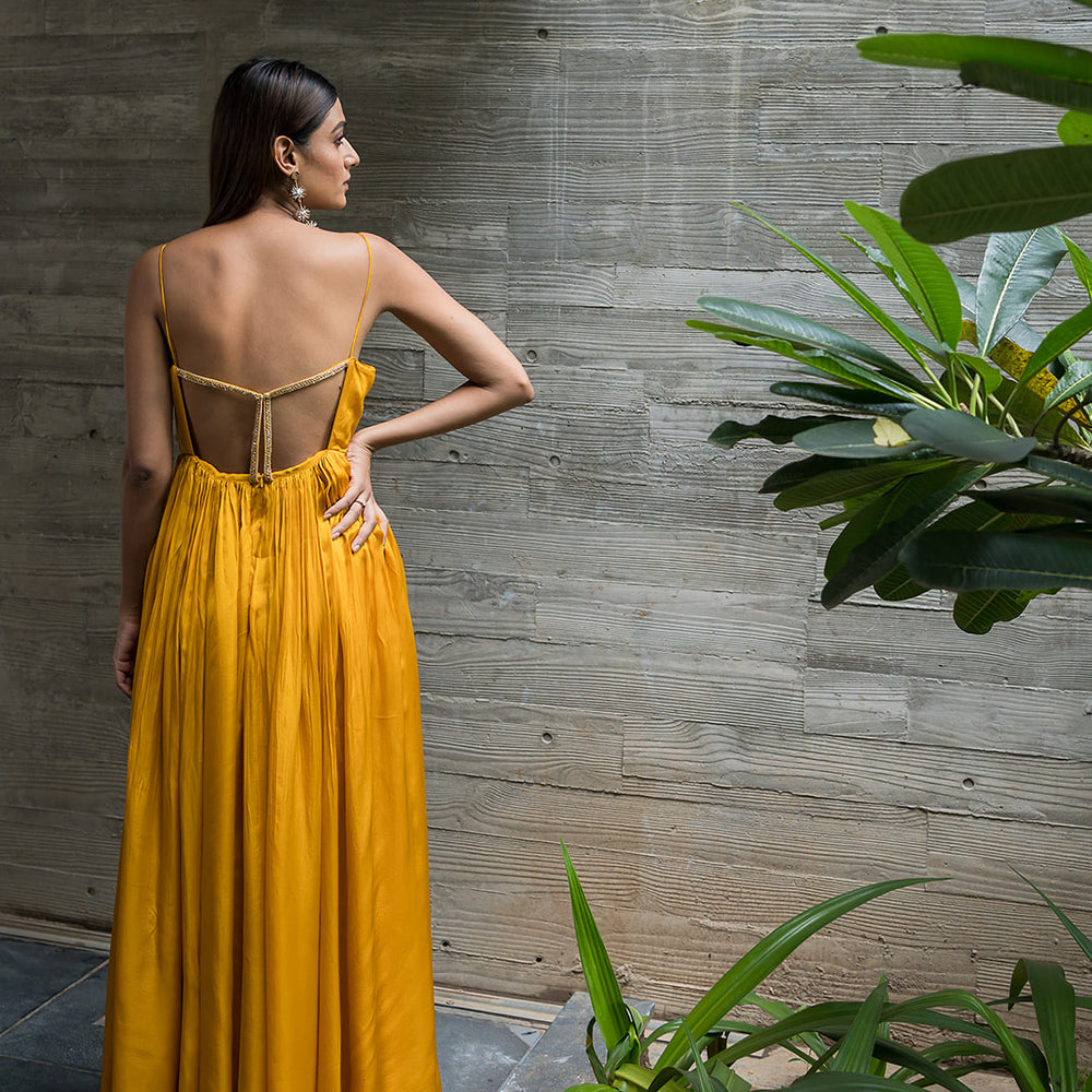 MANGO YELLOW BACKLESS ANARKALI