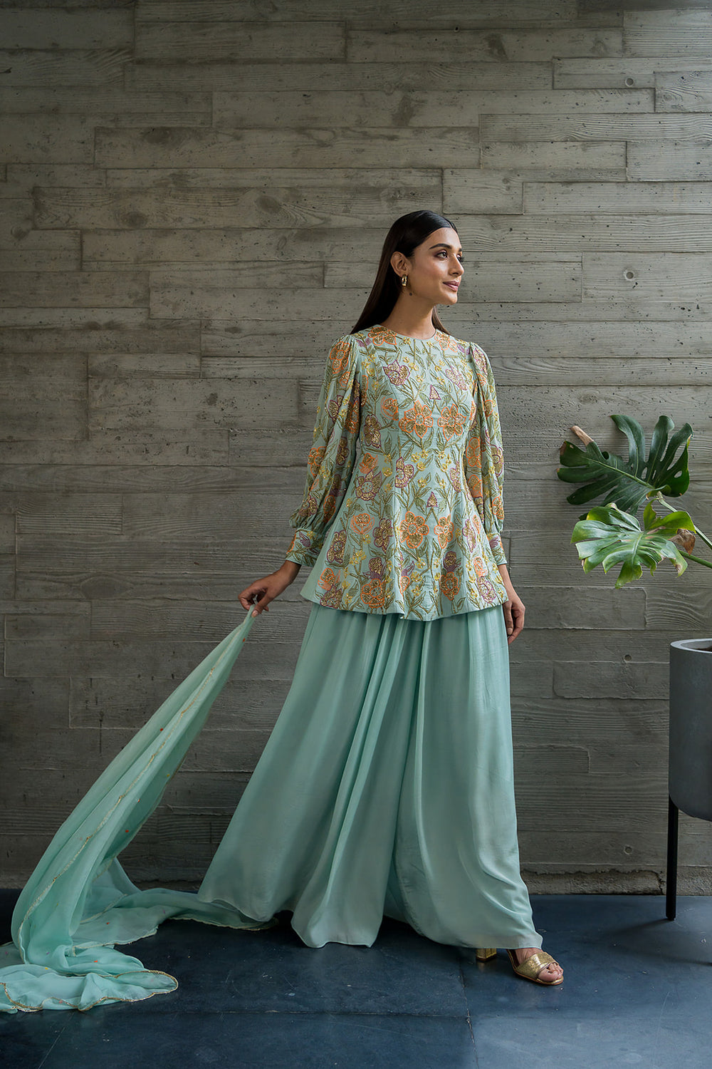 Peplum Style Mint Blue Co-Ord Set