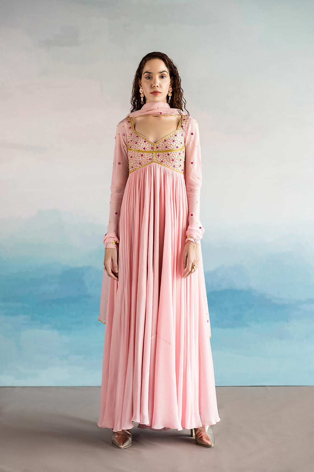 Light Pink 4 parts Cup Anarkali