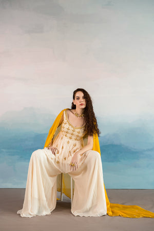 Off White Flower Butta Sharara Set