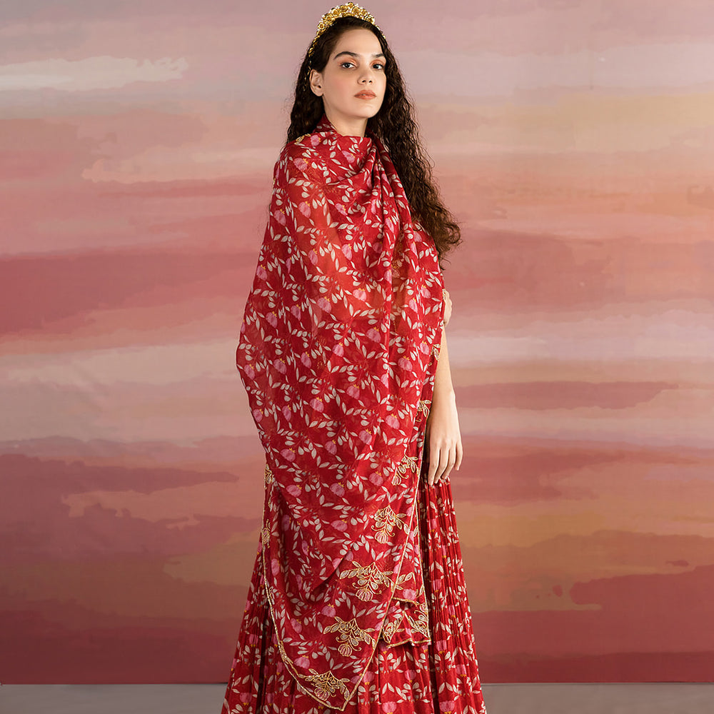 
                      
                        Maroon Printed Ghagara Set
                      
                    