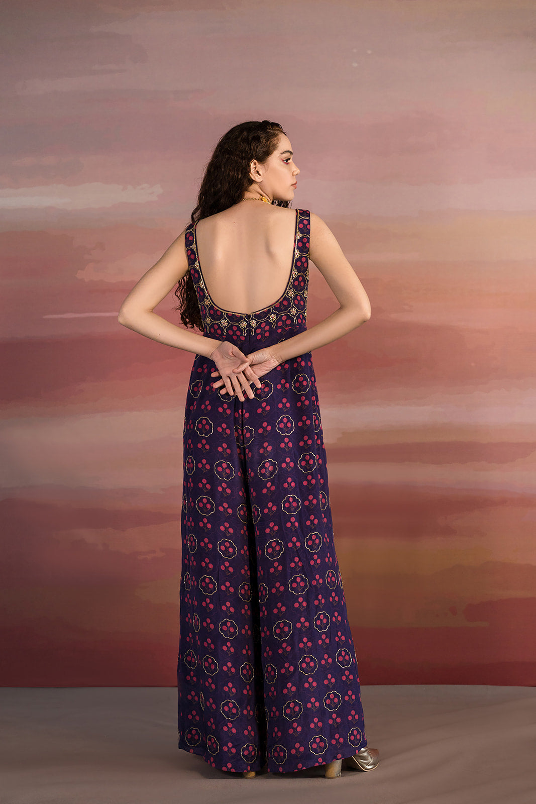 Purple Printed Jumpsuit