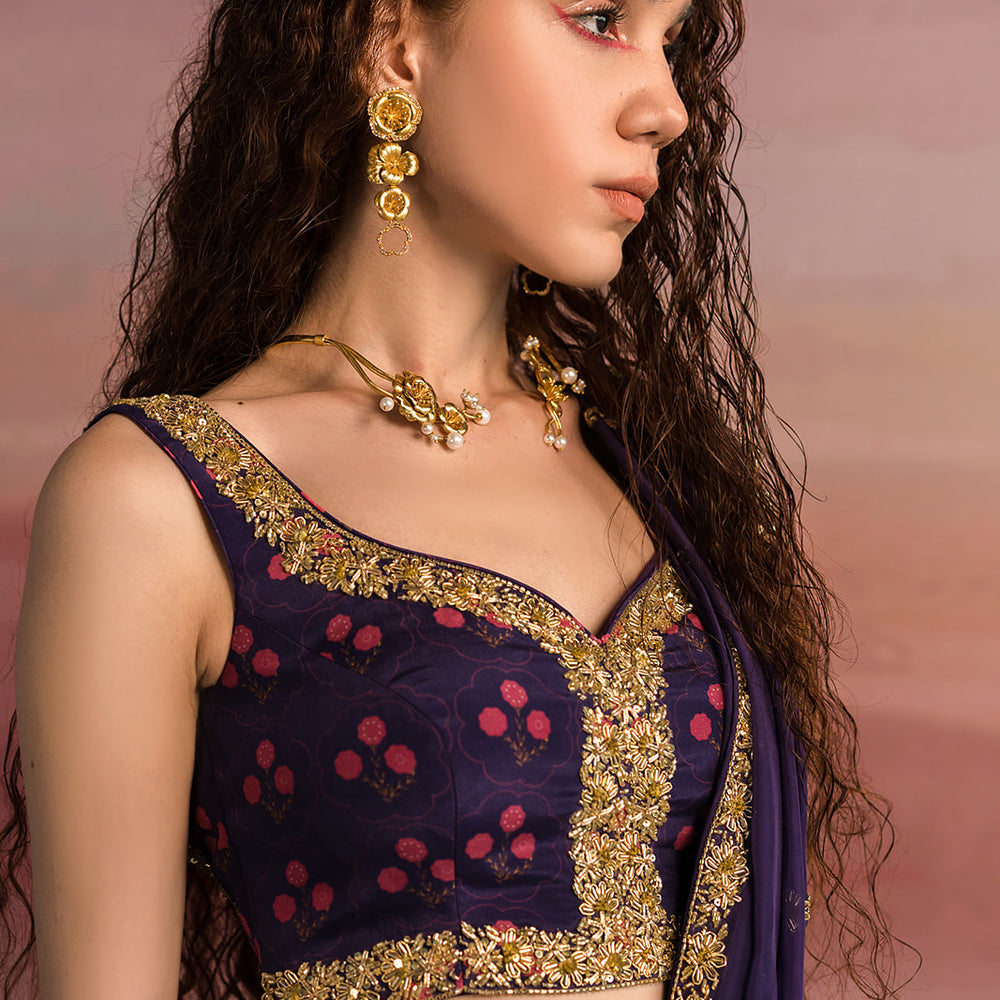 
                      
                        Purple Printed Ghagara Set
                      
                    