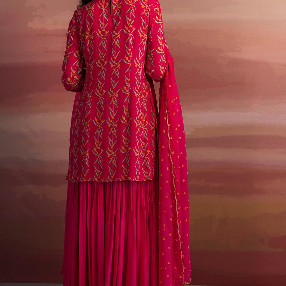 Fuschia Kali Printed Kurta Set