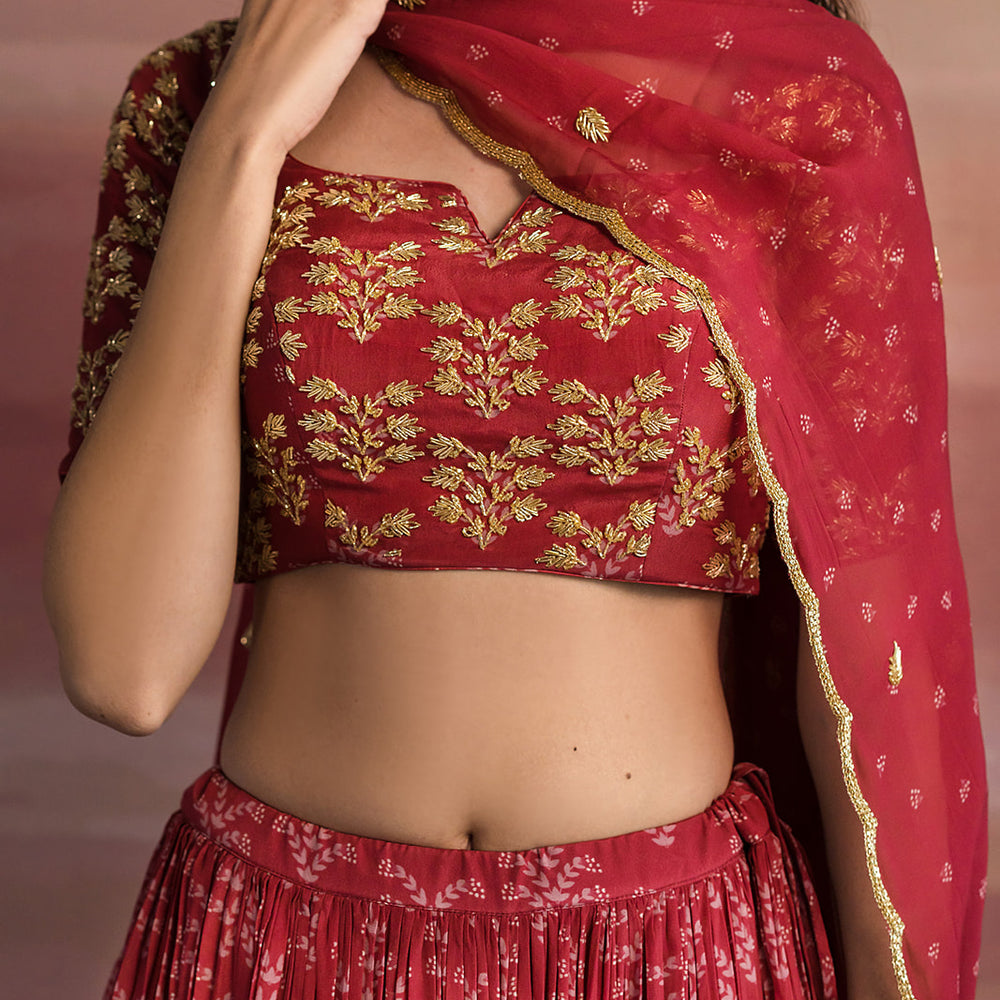 
                      
                        Maroon Printed Ghagara Set
                      
                    