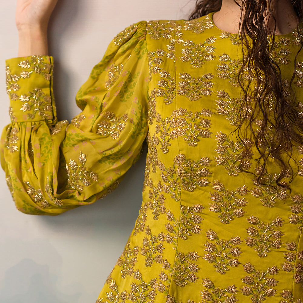 
                      
                        Olive Green Printed Peplum Sharara Set
                      
                    