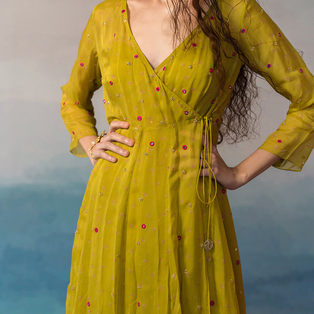 
                      
                        Lime Printed Angrakha Set
                      
                    