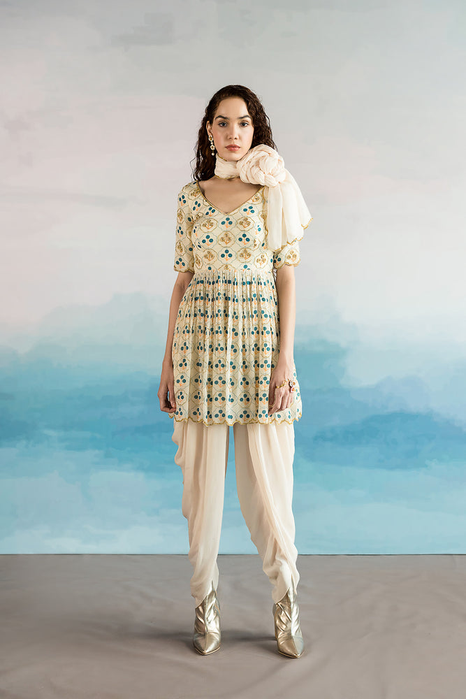 
            
                Load image into Gallery viewer, Off White Printed Dhoti Set
            
        