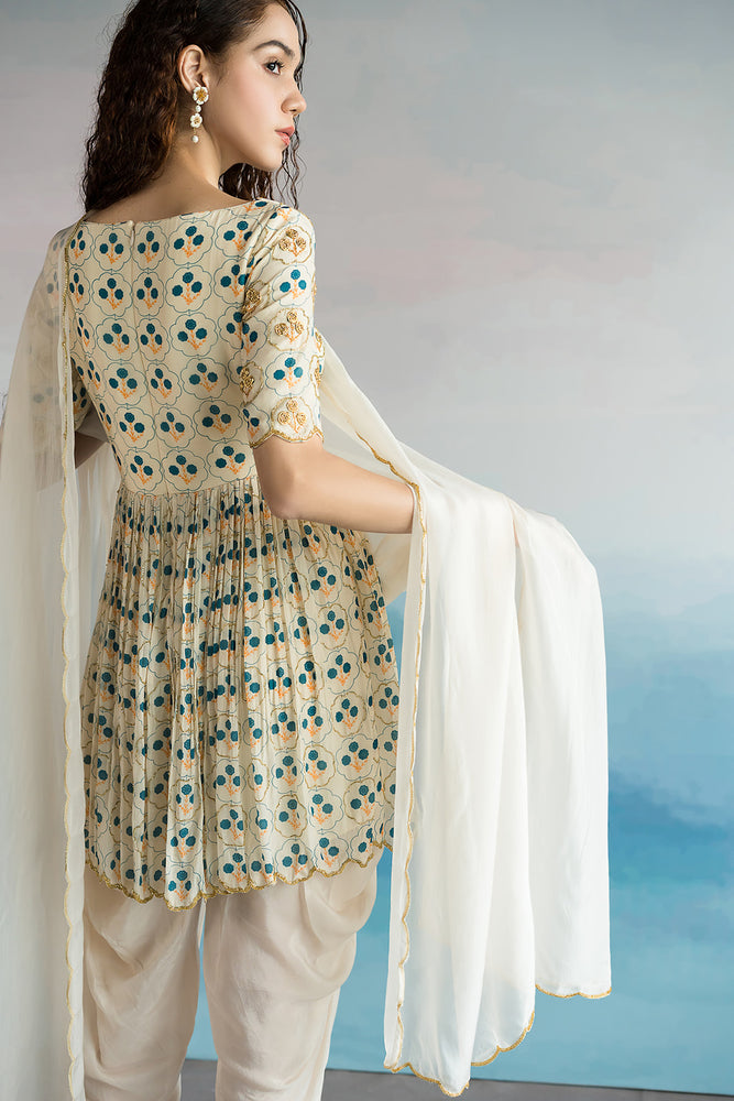 
            
                Load image into Gallery viewer, Off White Printed Dhoti Set
            
        