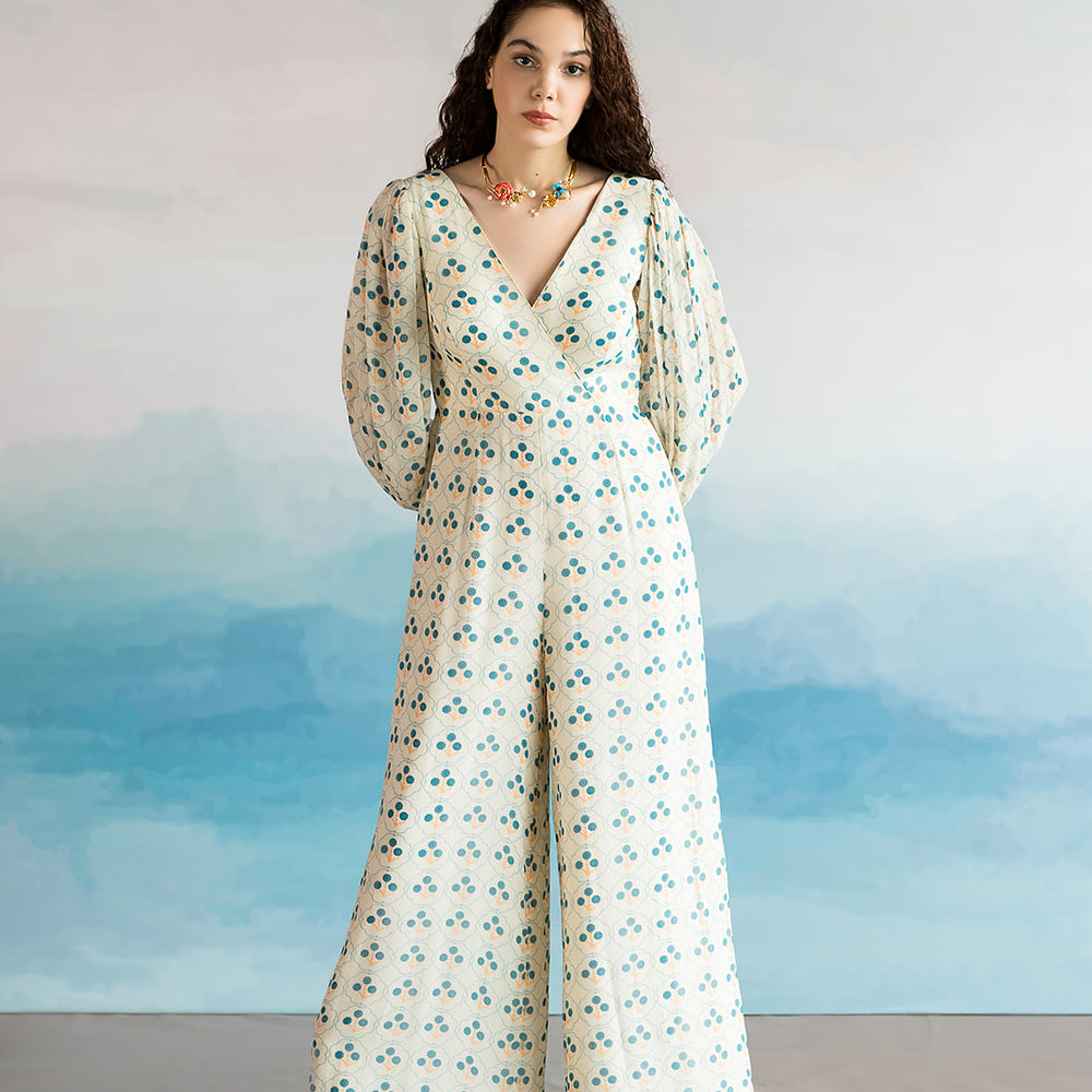 Off White Printed Jumpsuit