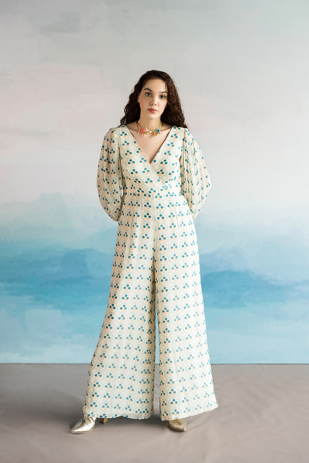 Off White Printed Jumpsuit