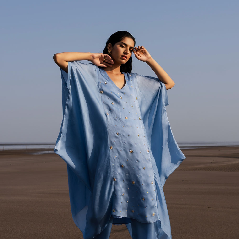 POWDER BLUE COWL KURTA SET