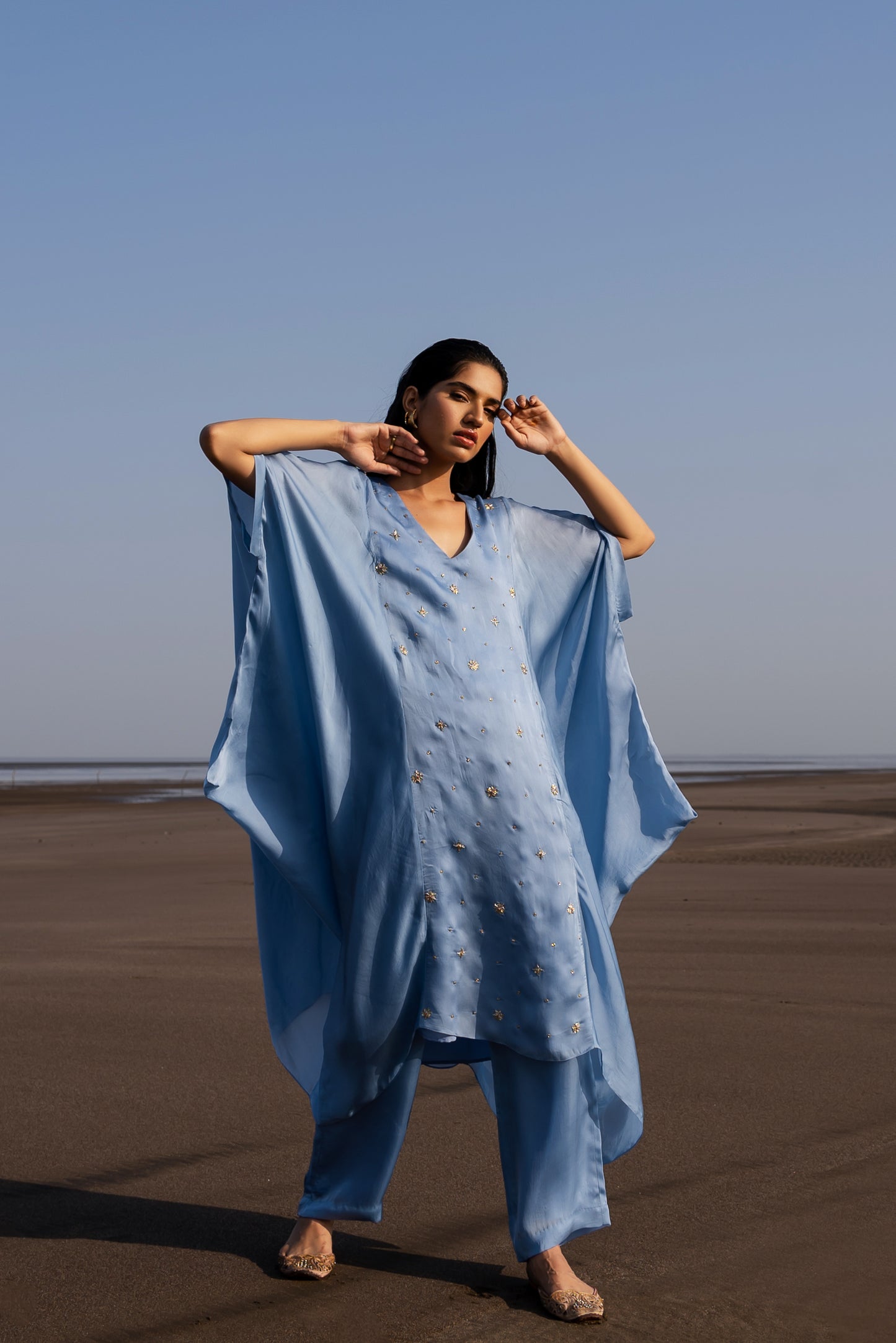 POWDER BLUE COWL KURTA SET