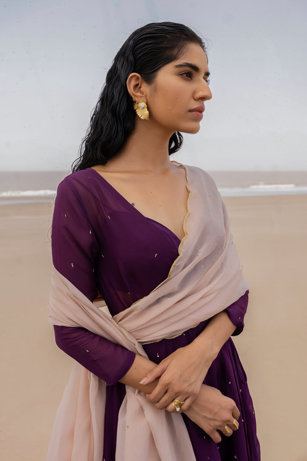 PURPLE CHITTA  ANGRAKHA BRALETTE PALAZZO WITH DUPATTA SET