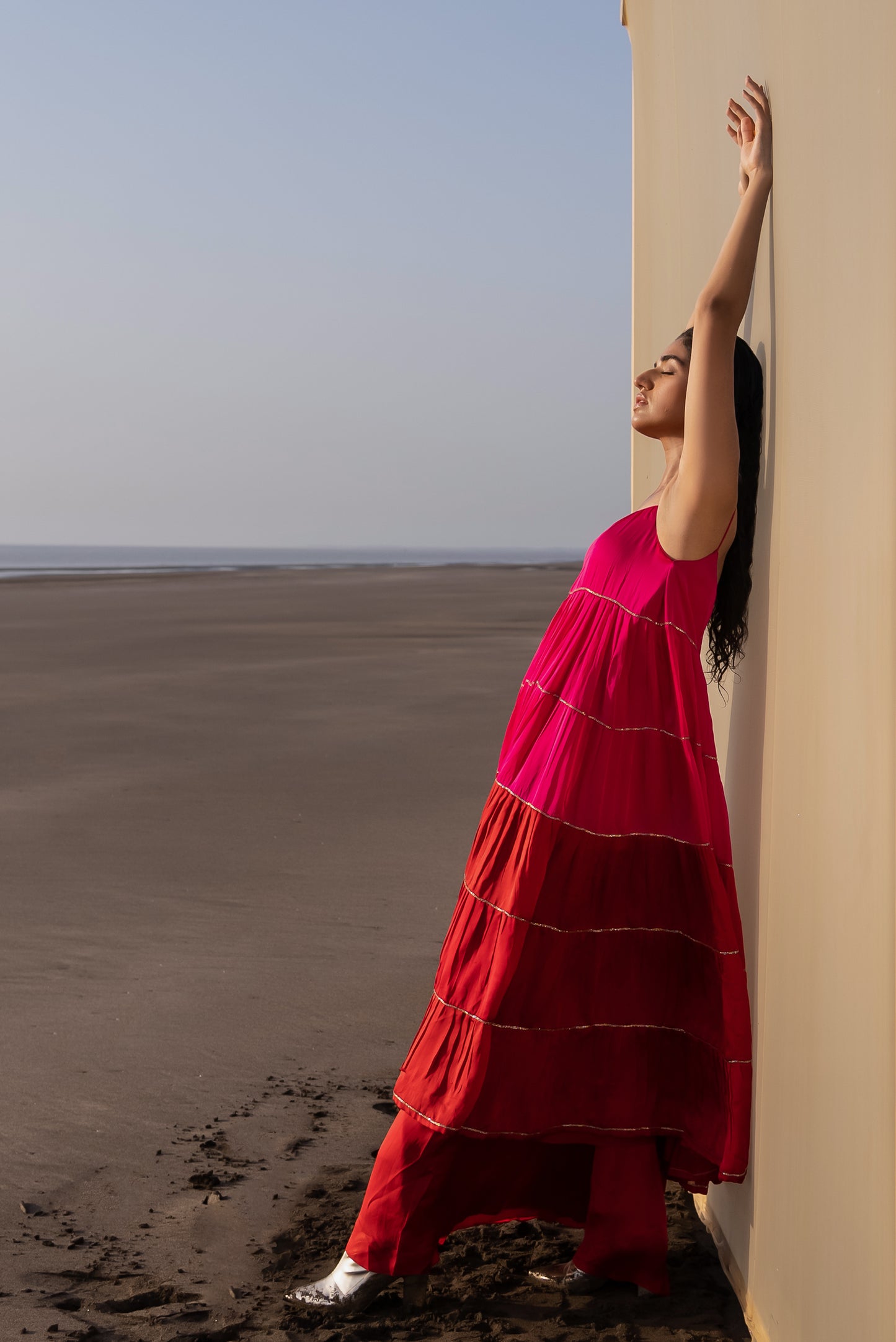 RANI PINK-RED TIER DRESS