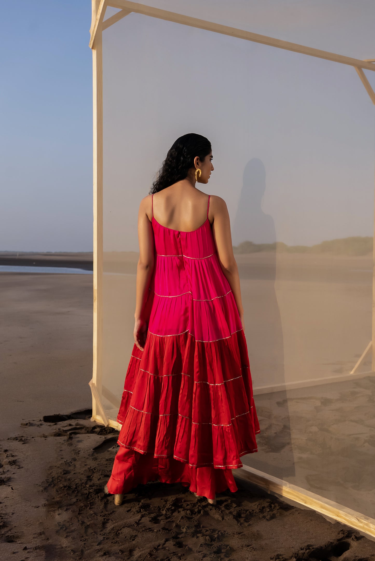 RANI PINK-RED TIER DRESS