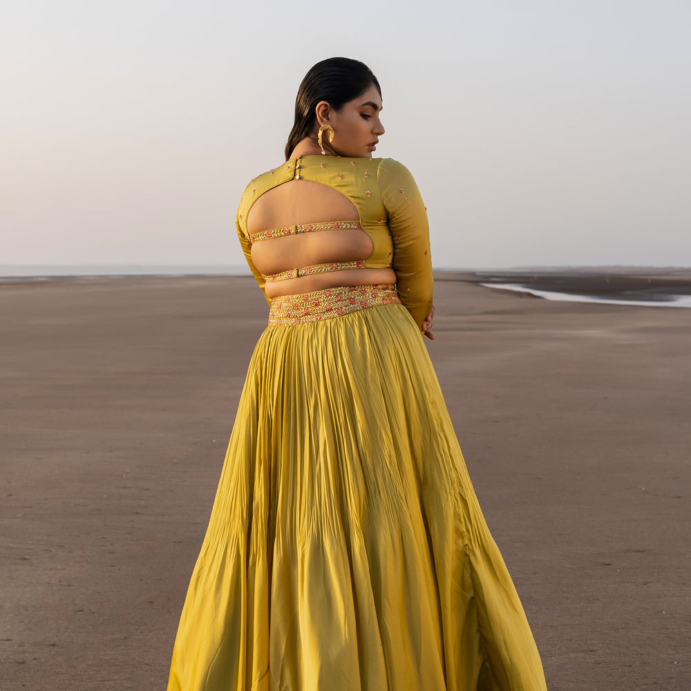 
                      
                        OLIVE GREEN BANDGALA LEHENGA
                      
                    