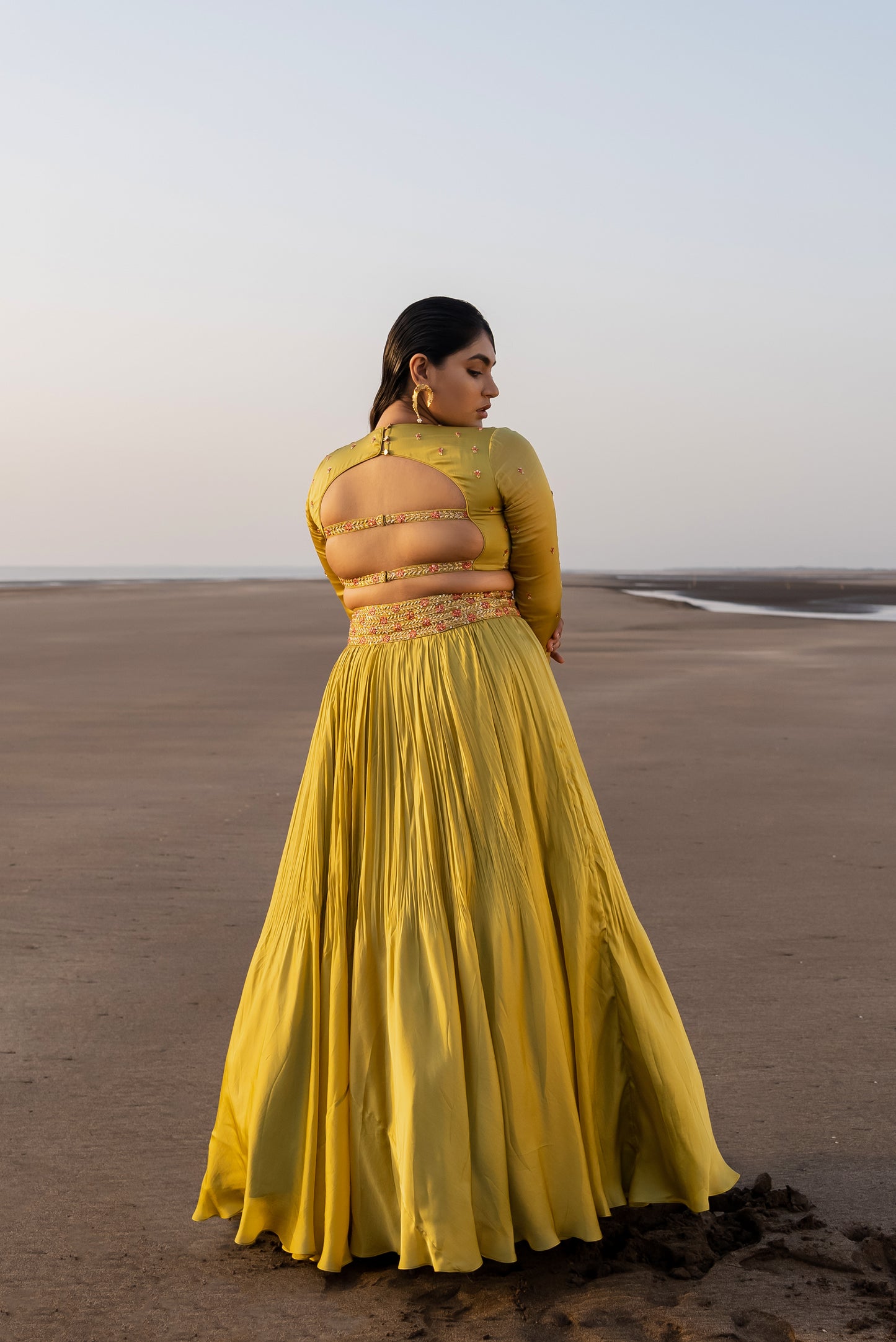 OLIVE GREEN BANDGALA LEHENGA
