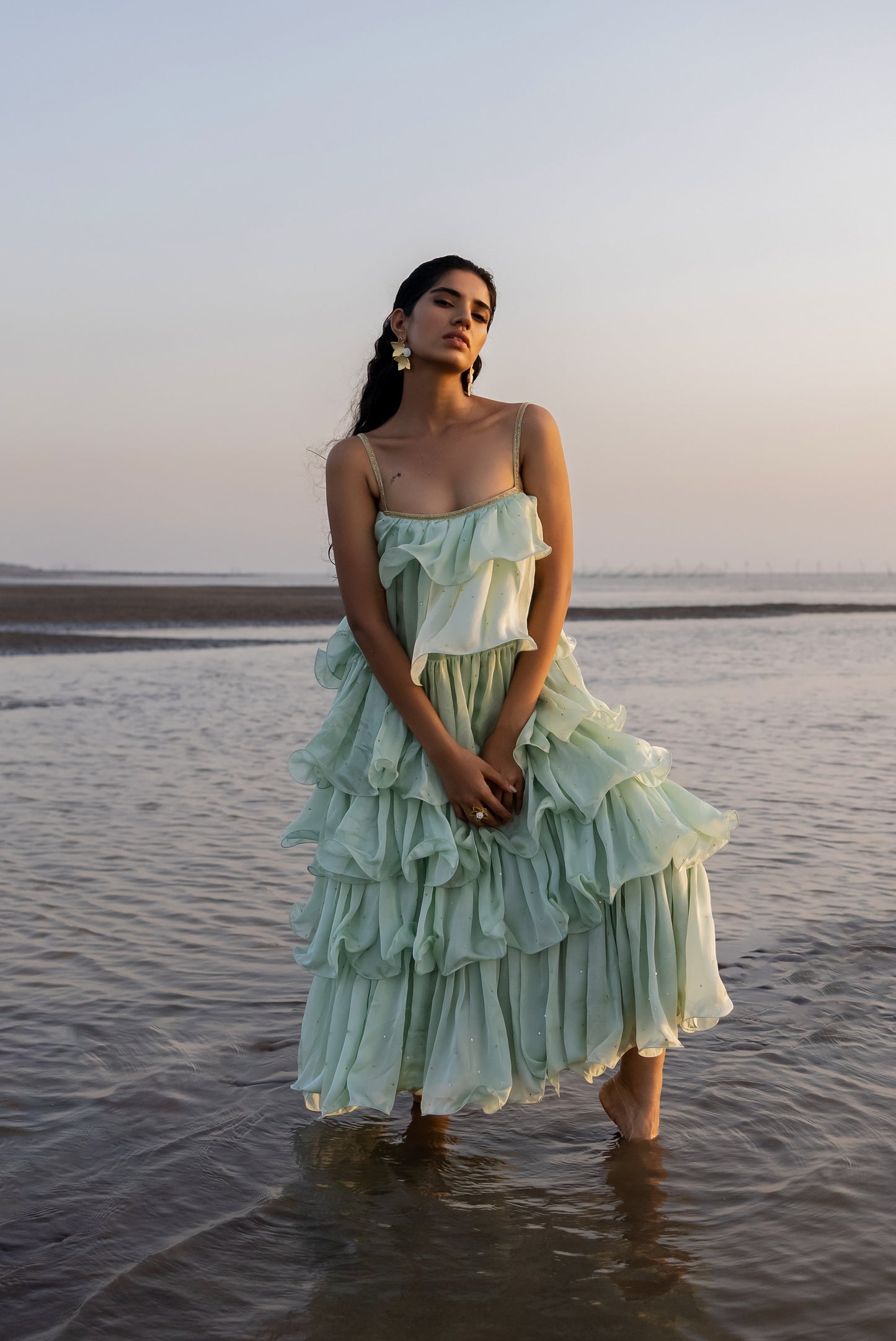 MINT BLUE RUFFLE DRESS