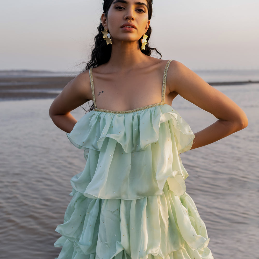 MINT BLUE RUFFLE DRESS