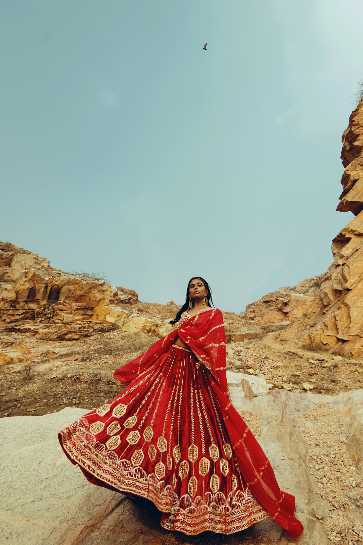 RED VELVET LEHENGA