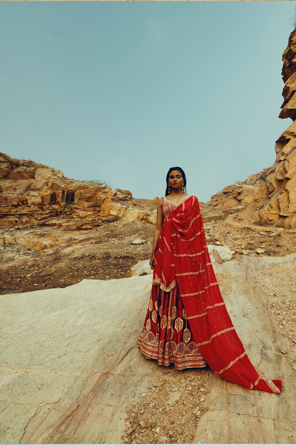 RED VELVET LEHENGA