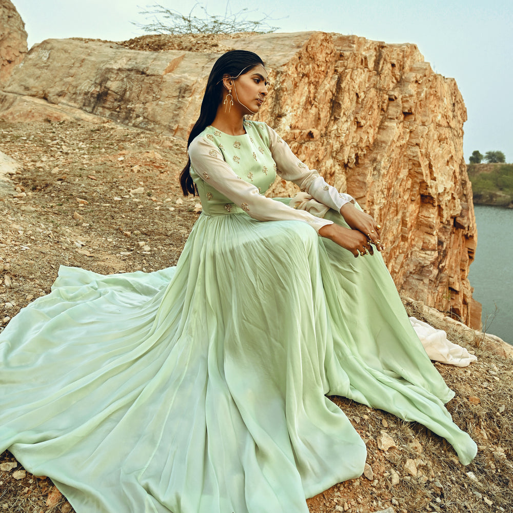 
                      
                        MINT BLUE-IVORY SLEEVES ANARKALI
                      
                    