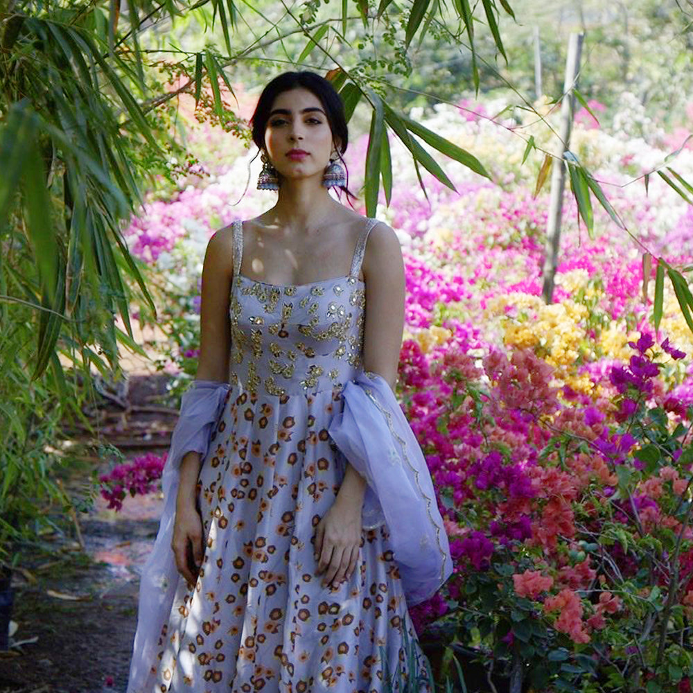 
                      
                        Adah Sharma in Lilac Printed Corset Anarkali
                      
                    